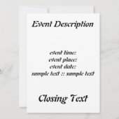 Starfire Einladung (Rückseite)