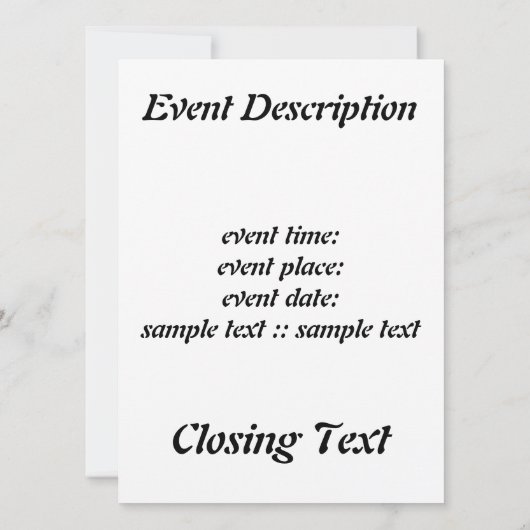 Starfire Einladung (Rückseite)