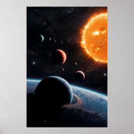 Starfire Horizon – Planetary Alignment Over a Ring Poster