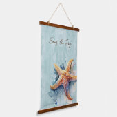 Starfish "4" Beach Theme Wood Topped Wall Tapestor Wandteppich Mit Holzrahmen (Gewinkelt)