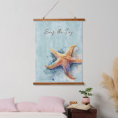 Starfish "4" Beach Theme Wood Topped Wall Tapestor Wandteppich Mit Holzrahmen (Schlafzimmer)