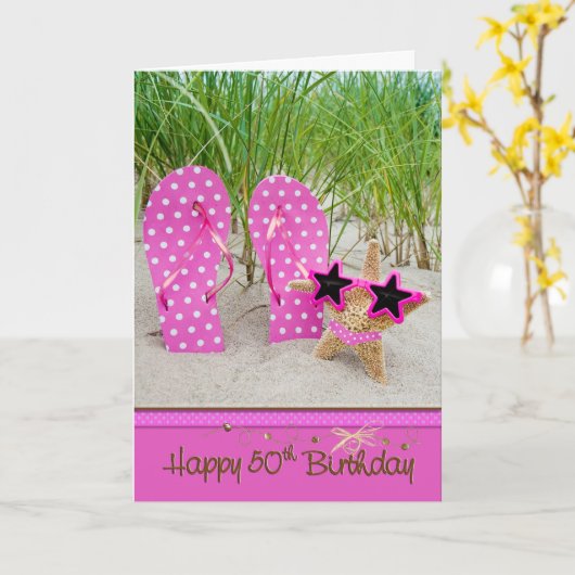 Starfish 50. Geburtstag Karte (Gelbe Blume)
