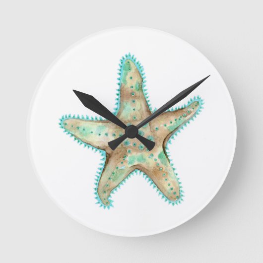 Starfish Acrylklemme Runde Wanduhr (Vorderseite)
