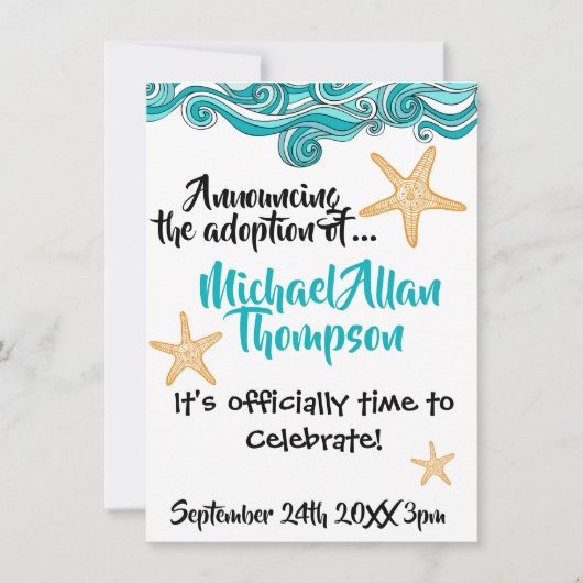 Starfish-Adoptions-Party-Mitteilung Einladung (Vorderseite)