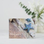 Starfish am Rocky Background Beach Vielen Dank Postkarte (Stehend Vorderseite)