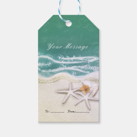 Starfish am Strand Aquamarines Gastgeschenk Geschenkanhänger (Vorderseite)