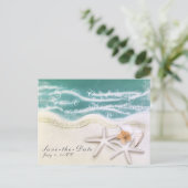 Starfish am Strand Aquamarines Meer Save the Date Ankündigungspostkarte (Stehend Vorderseite)