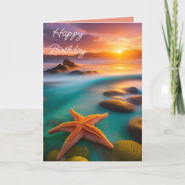Starfish am Strand bei Morgendämmerung Feiertagskarte