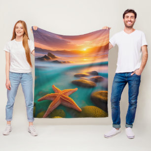Starfish am Strand bei Sunrise Fleecedecke
