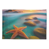 Starfish am Strand bei Sunrise Kissenbezug (Rückseite)