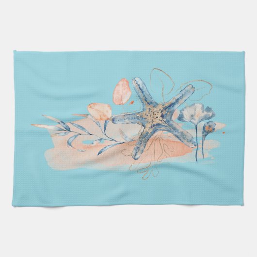 Starfish am Strand Geschirrtuch (Horizontal)
