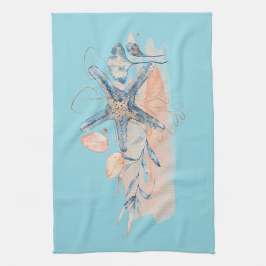 Starfish am Strand Geschirrtuch (Vertikal)