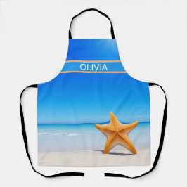 Starfish am Strand mit Meer und blauem Himmel Schürze