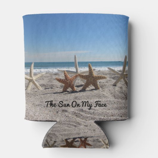 Starfish am Strand - Personalisiert Dosenkühler (Rückseite)