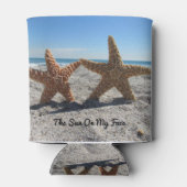 Starfish am Strand - Personalisiert Dosenkühler (Rückseite)