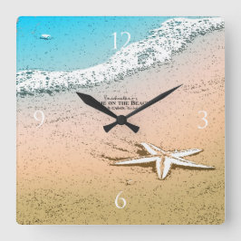 Starfish am Strand Quadratische Wanduhr