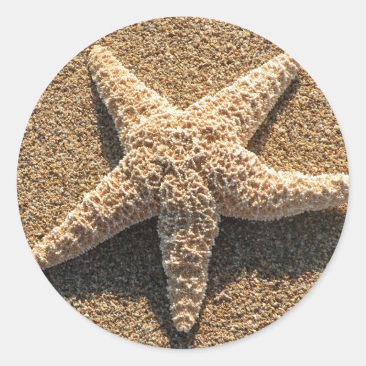 Starfish am Strand Runder Aufkleber (Vorderseite)