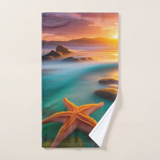 Starfish am Strand von Dawn Badhandtuch Set (Handtuch)