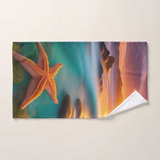 Starfish am Strand von Dawn Badhandtuch Set (Handtuch)