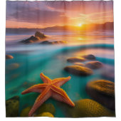 Starfish am Strand von Dawn Duschvorhang (Vorderseite)