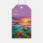 Starfish am Strand von Dawn Geschenkanhänger (Rückseite)