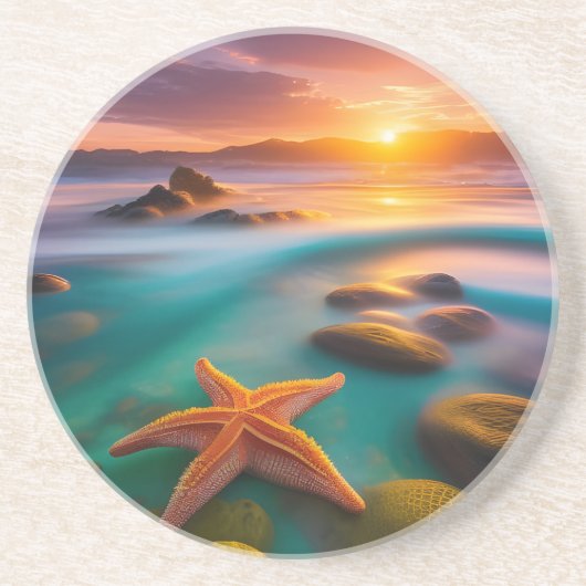 Starfish am Strand von Dawn Getränkeuntersetzer (Vorne)