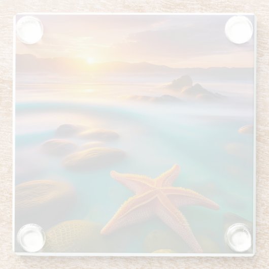 Starfish am Strand von Dawn Glasuntersetzer (Rückseite)
