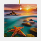 Starfish am Strand von Dawn Keramikornament (Vorderseite)