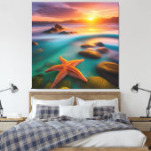 Starfish am Strand von Dawn Leinwanddruck (Insitu (Schlafzimmer))