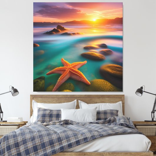 Starfish am Strand von Dawn Leinwanddruck (Insitu (Schlafzimmer))