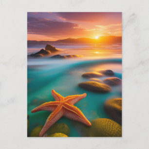 Starfish am Strand von Dawn Postkarte