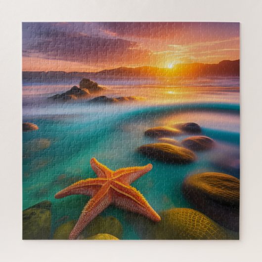 Starfish am Strand von Dawn Puzzle (Vertikal)