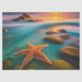Starfish am Strand von Dawn Seidenpapier (Vorderseite)