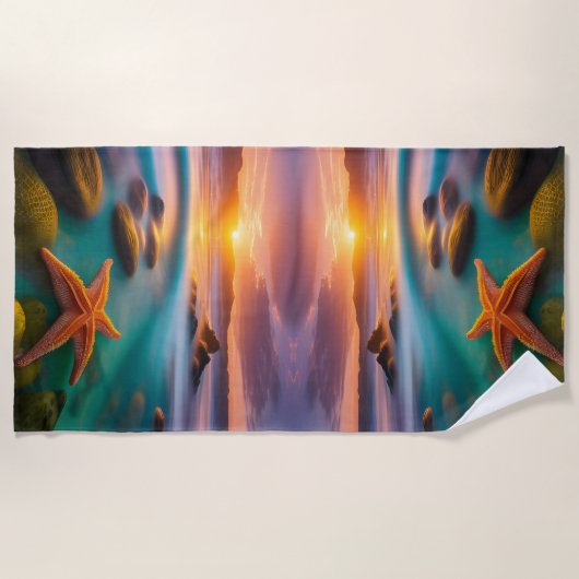 Starfish am Strand von Dawn Strandtuch (Vorderseite)