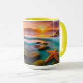 Starfish am Strand von Dawn Tasse (VorderseiteRechts)