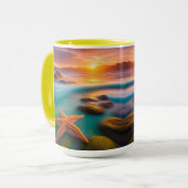 Starfish am Strand von Dawn Tasse (Vorderseite Links)