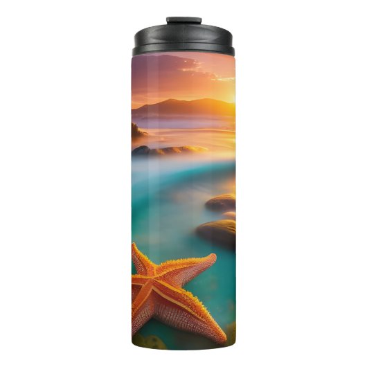 Starfish am Strand von Dawn Thermosbecher (Vorderseite)