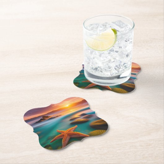 Starfish am Strand von Dawn Untersetzer (Vor Ort)