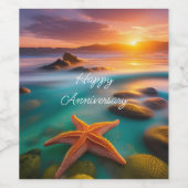 Starfish am Strand von Dawn Weinetikett (Einzelnes Label)