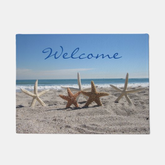 Starfish am Strand - Willkommen vor der Tür Fußmatte (Vorderseite)