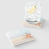 Starfish am Summer Beach Steinuntersetzer (Seitenansicht)