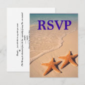 Starfish and Beach Theme Wedding RSVP Postcard Einladungspostkarte (Vorne/Hinten)