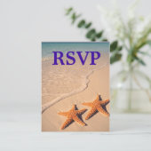 Starfish and Beach Theme Wedding RSVP Postcard Einladungspostkarte (Stehend Vorderseite)