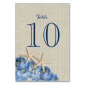 Starfish and Blue Hydrangea Tischnummer Card (Rückseite)