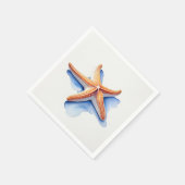 Starfish and Blue SIlhouette Serviette (Ecke)