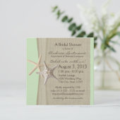 Starfish and Burlap Look Brautparty Einladung (Stehend Vorderseite)