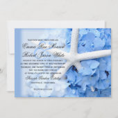 Starfish and Hydrangea Tropical Blue Wedding Einladung (Vorderseite)