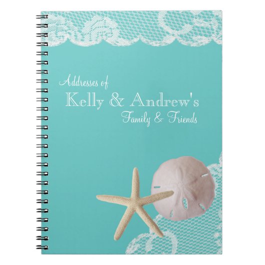 Starfish and Lace Beach Aqua Notizblock (Vorderseite)