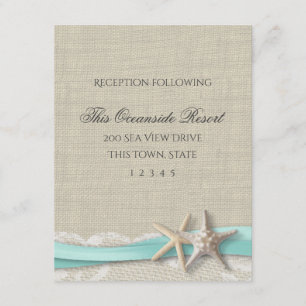 Starfish and Lace Rustic Beach Response Card Begleitkarte