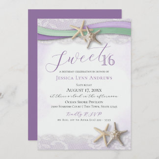 Starfish and Lace Sweet 16 Einladung